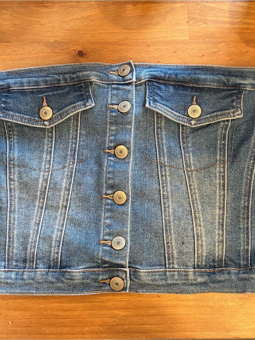 Rue21 Denim Button-Front Jean Top in Blue